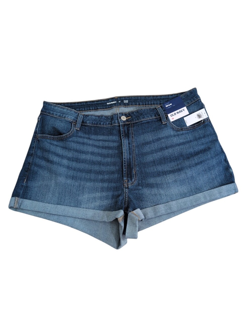 Old Navy Blue Denim Jean Shorts High-rise WOW, New, Women's 18, Cuffed